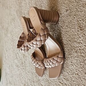 A new day Beige Tan Basil briaded heeled sandle size 6.5